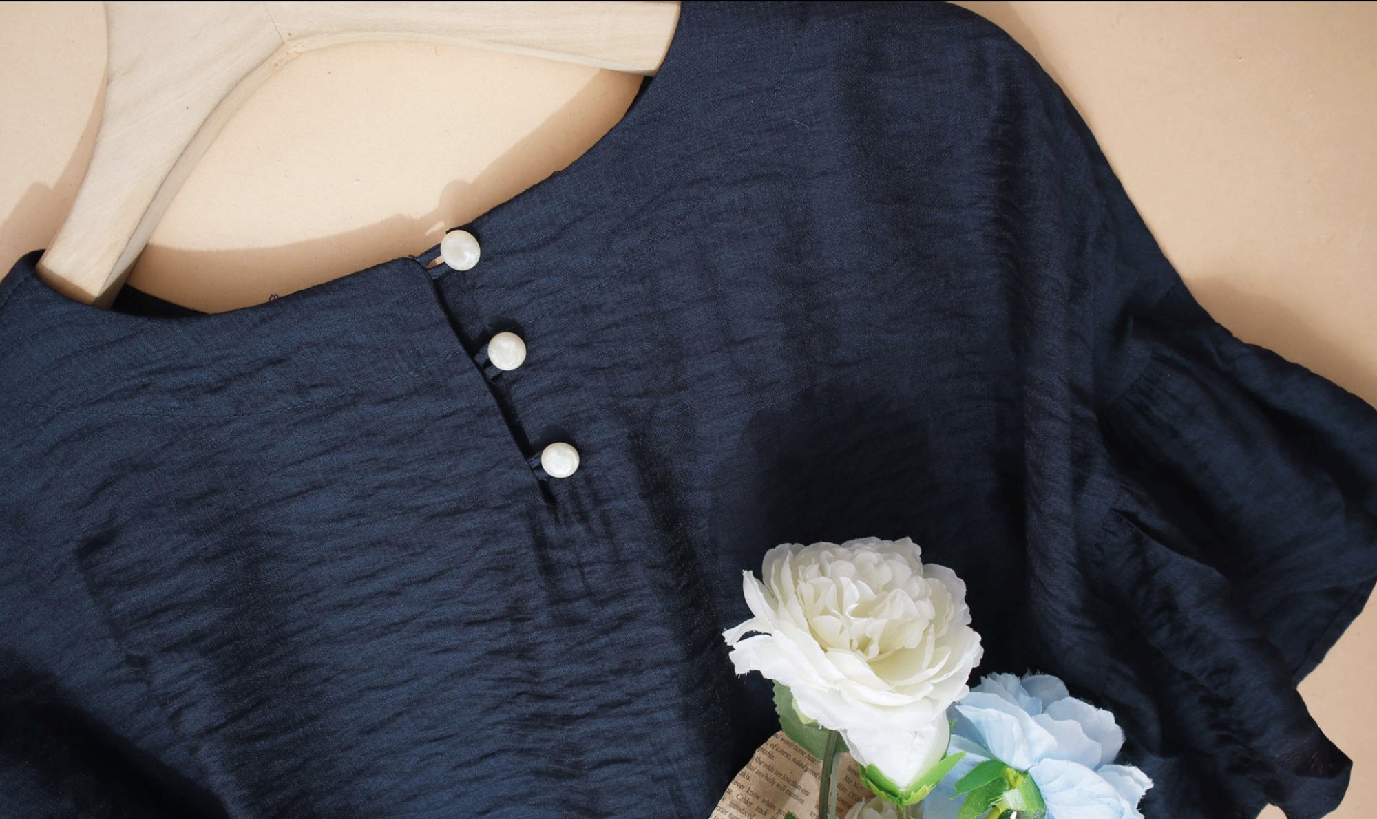 Áo kiểu Tơ Cotton Sóng Form Peplum tay nhún xoè, che khuyết điểm tốt - áo hè Kachisa - Hình ảnh 8