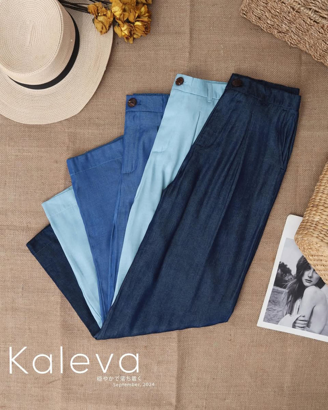 Quần Lụa Jean Nữ Ống Suông Lưng Chun Nút Gỗ Chất Lụa Thời Trang,chất lụa có độ rũ tự nhiên