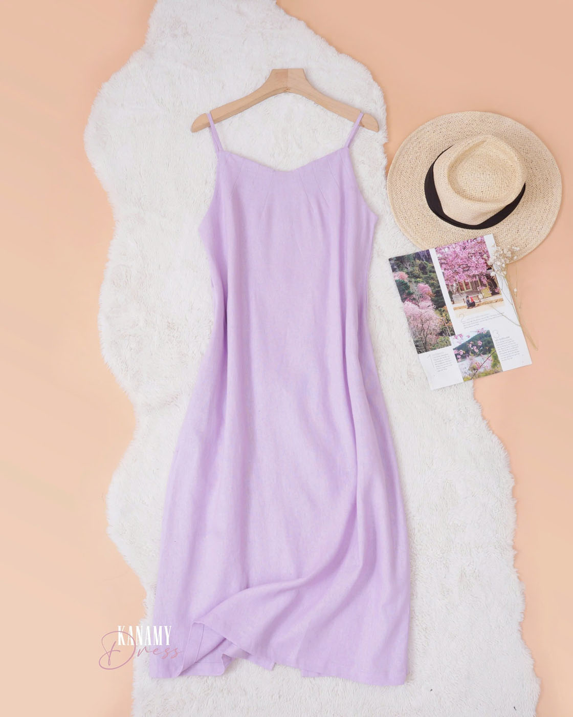 Đầm 2 Dây Linen Bột xếp ly ở cổ thanh lịch, đầm sát nách cổ V điểm nhấn xếp ly dành cho nữ - Hình ảnh 3