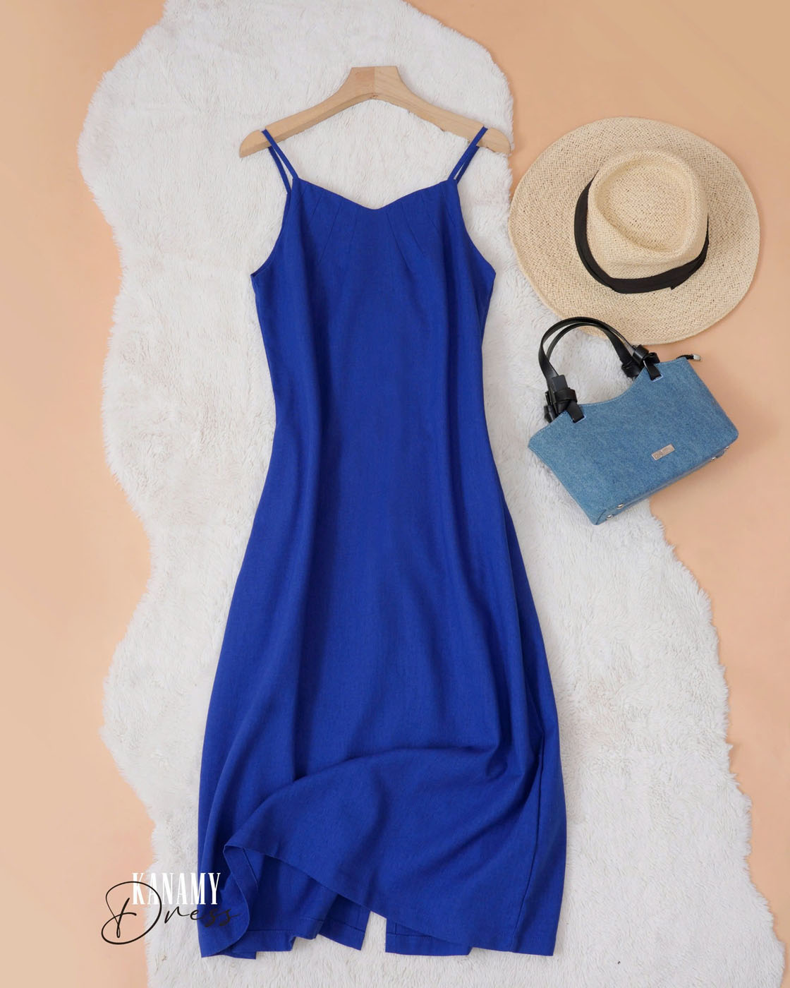 Đầm 2 Dây Linen Bột xếp ly ở cổ thanh lịch, đầm sát nách cổ V điểm nhấn xếp ly dành cho nữ - Hình ảnh 4