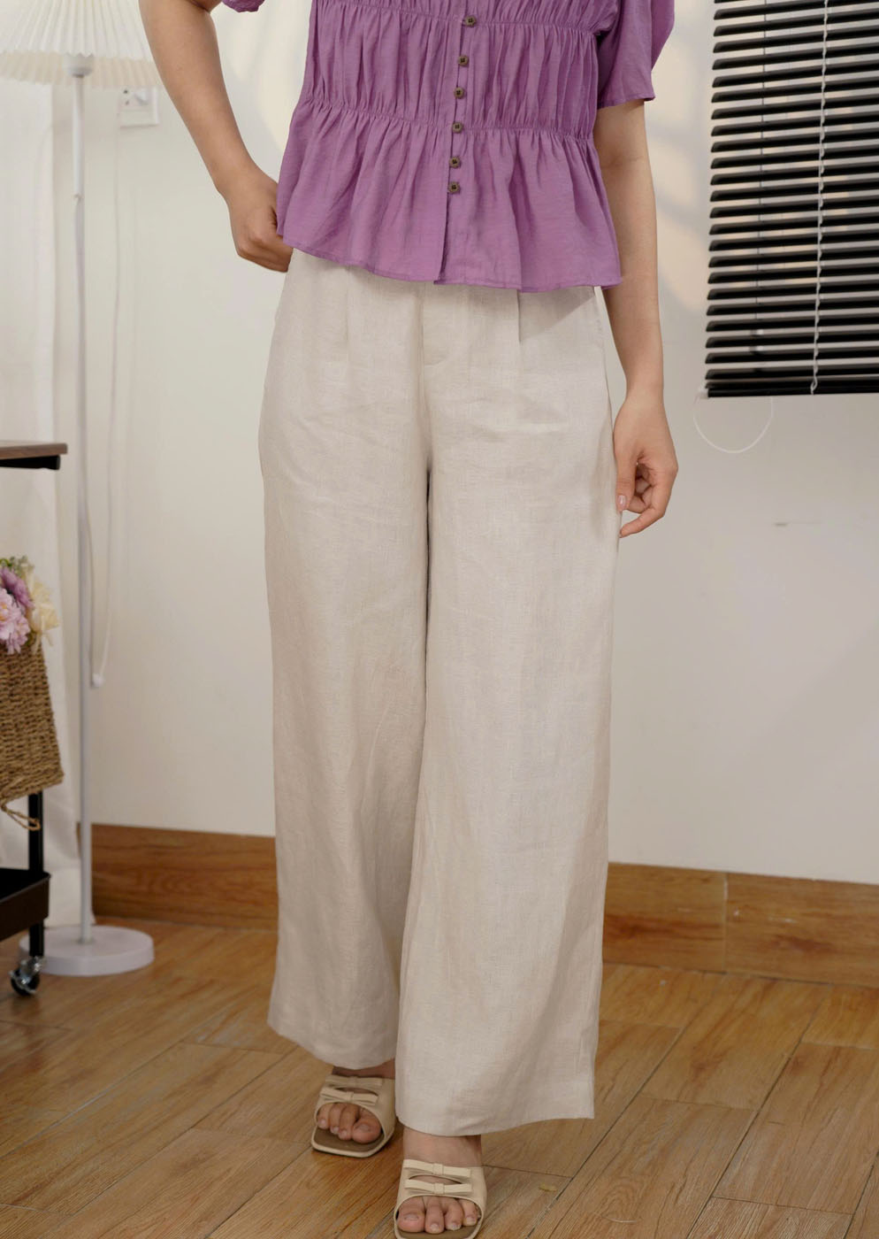 Áo Kiểu Tơ Cotton Cổ V nhún thun - Smocking 1 mũi, thoáng mát, co giãn nhẹ - Hình ảnh 7