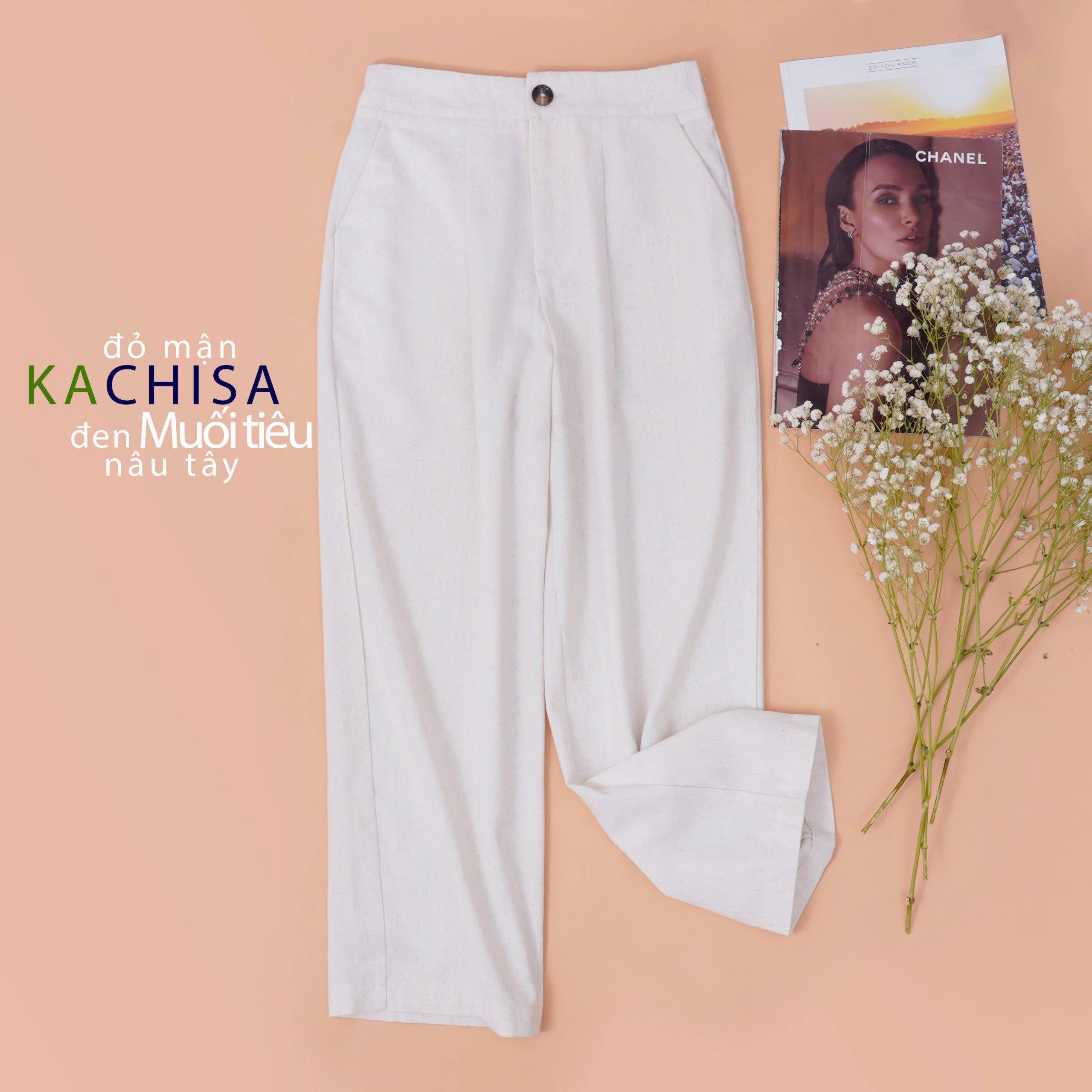 Quần ống Suông Linen Thở phối Lưng Thun, chất Linen Bột có đường xếp ly cách điệu - 4màu - Hình ảnh 3