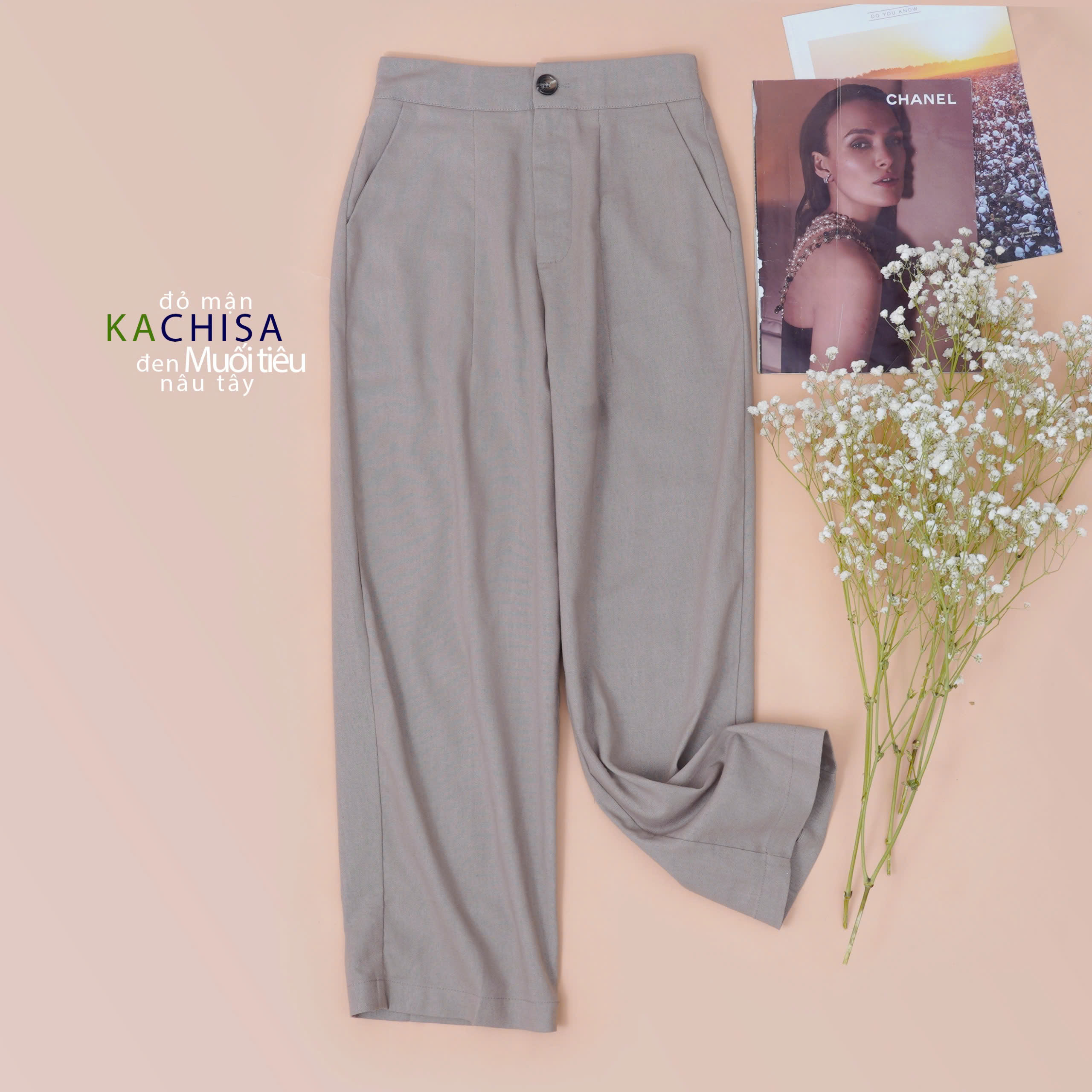 Quần ống Suông Linen Thở phối Lưng Thun, chất Linen Bột có đường xếp ly cách điệu - 4màu - Hình ảnh 5