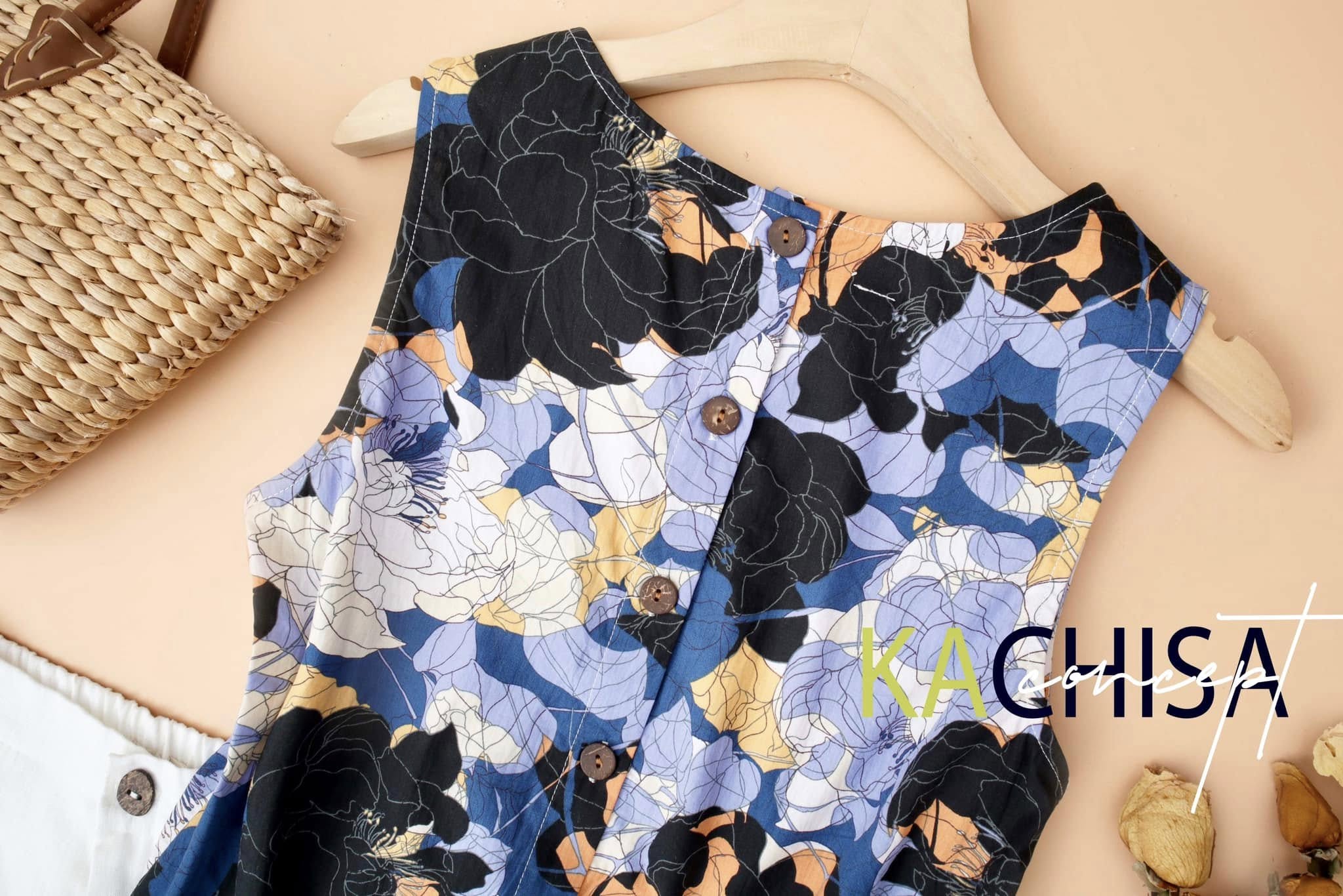 Áo Cotton In Hoa Sát Nách, phối nút phía sau tinh tế | Thoáng Mát, Chuẩn Form Suông - Hình ảnh 7