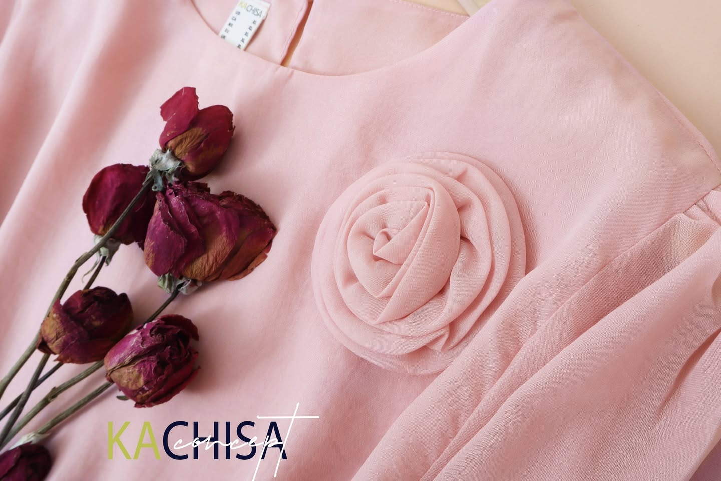 Áo Tơ Organza tay phồng phối hoa hồng, nhẹ mát - Organza 2 lớp kín đáo - Hình ảnh 3