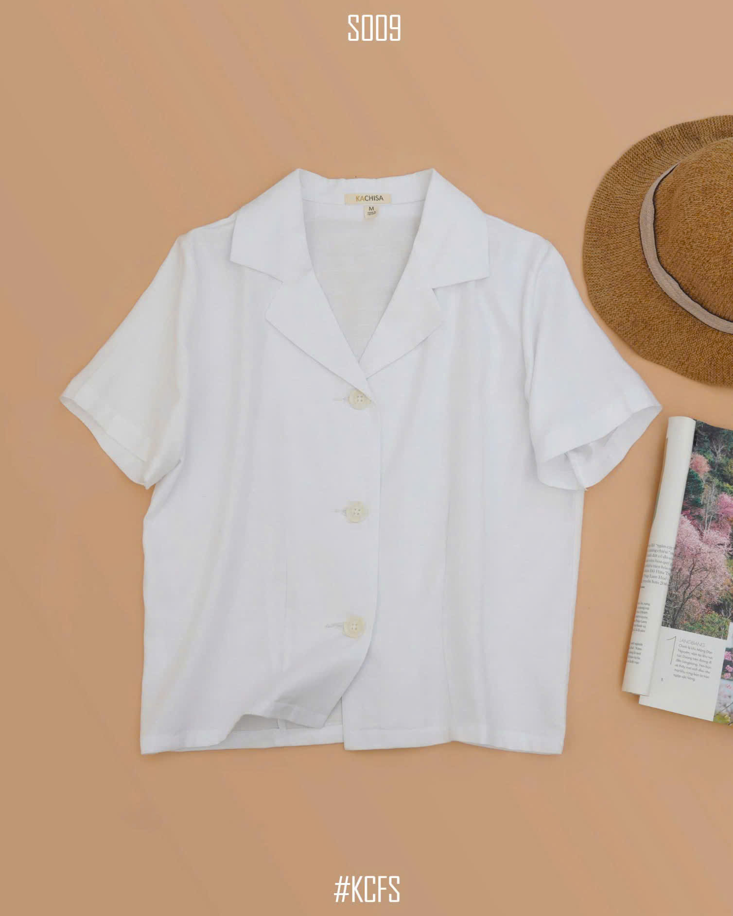 Áo Danton dáng 56cm 3 nút - Chất liệu cotton dệt sợi Linen, phối nút Gỗ, form áo chỉn chu - Hình ảnh 13