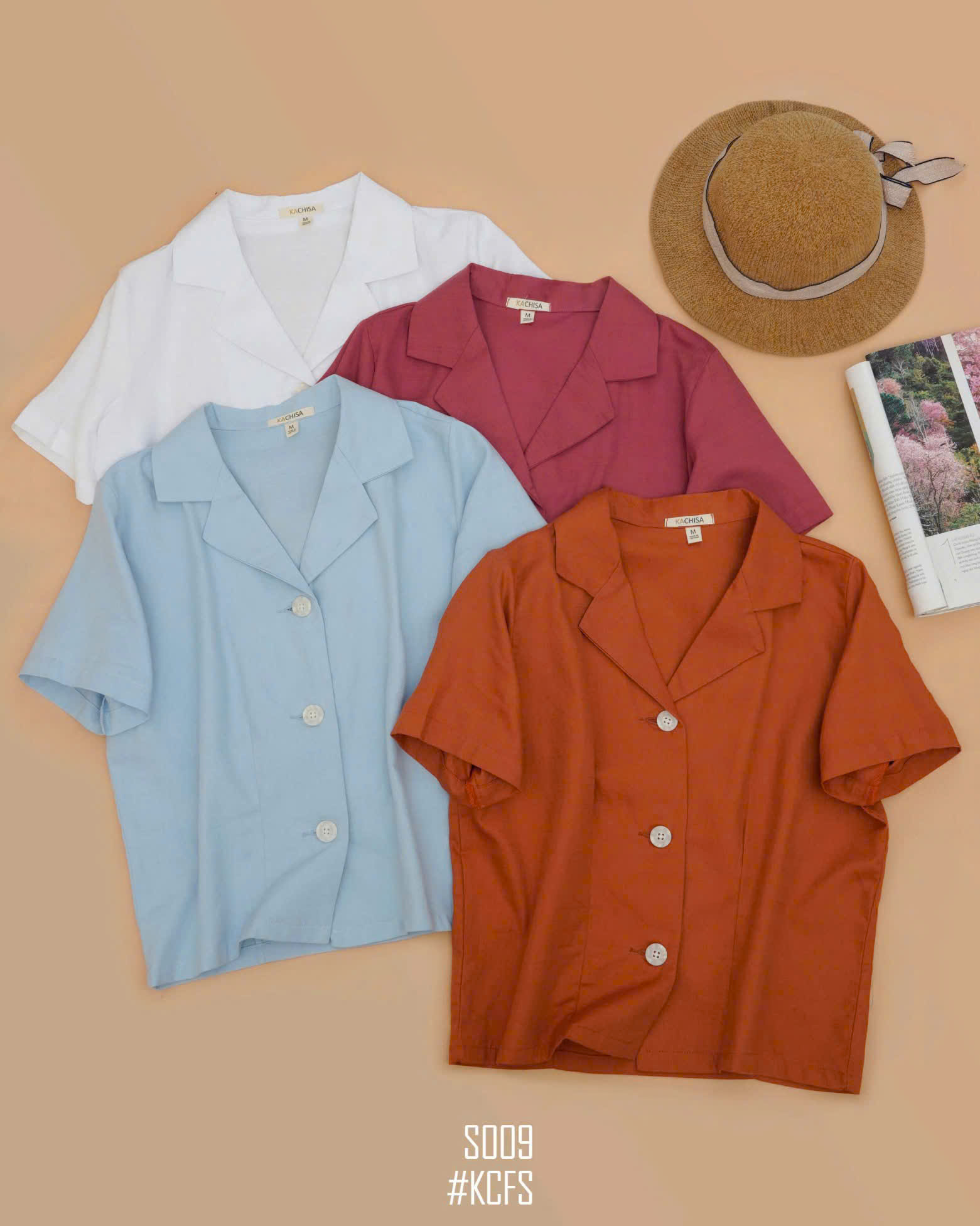 Áo Danton dáng 56cm 3 nút - Chất liệu cotton dệt sợi Linen, phối nút Gỗ, form áo chỉn chu