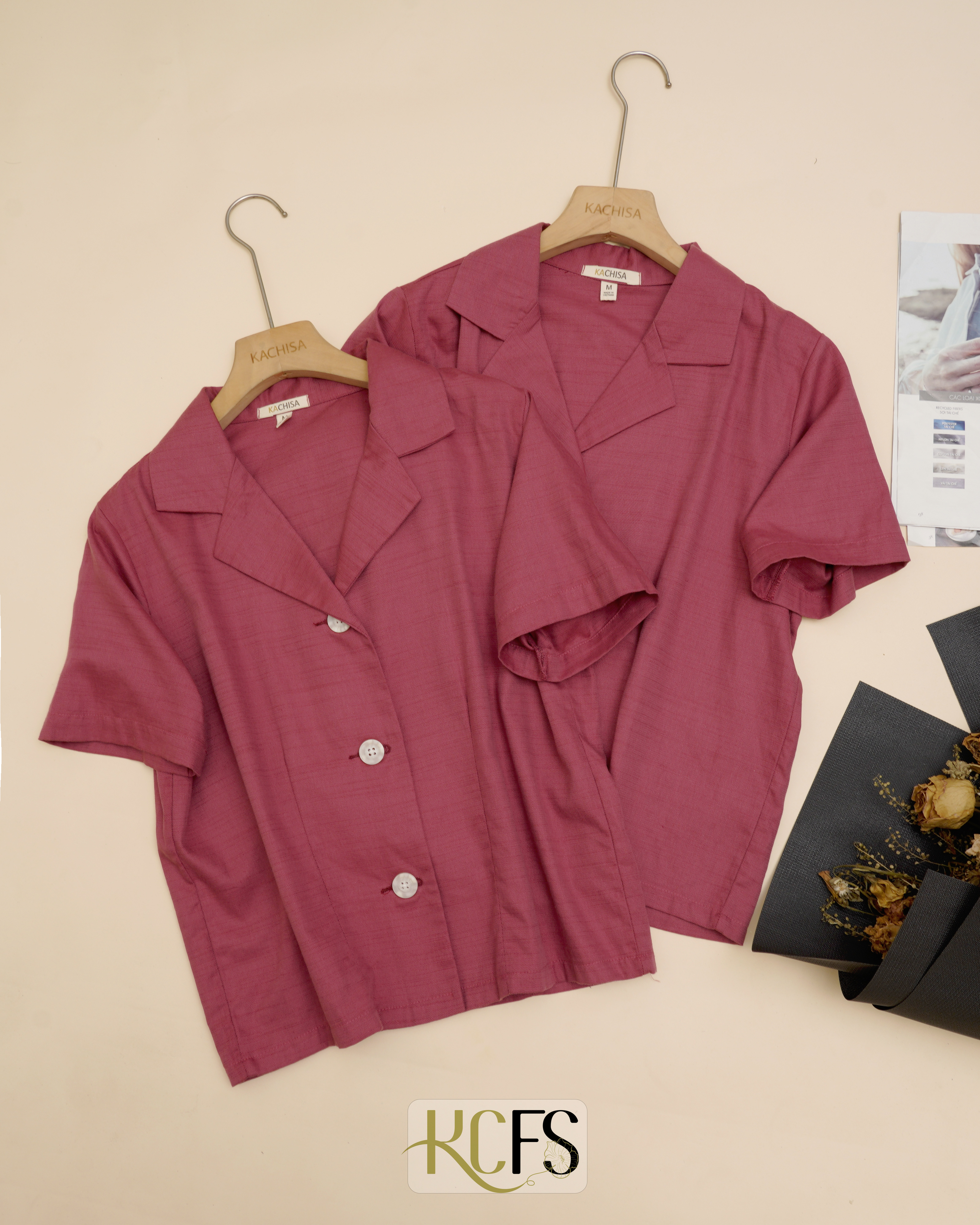 Áo Danton dáng 56cm 3 nút - Chất liệu cotton dệt sợi Linen, phối nút Gỗ, form áo chỉn chu - Hình ảnh 7