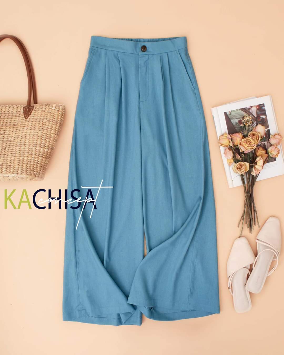 Quần Suông Ống Rộng Nữ Vải Linen Bột Lưng Thun Co Giãn, form ống rộng giả váy,chống co rút