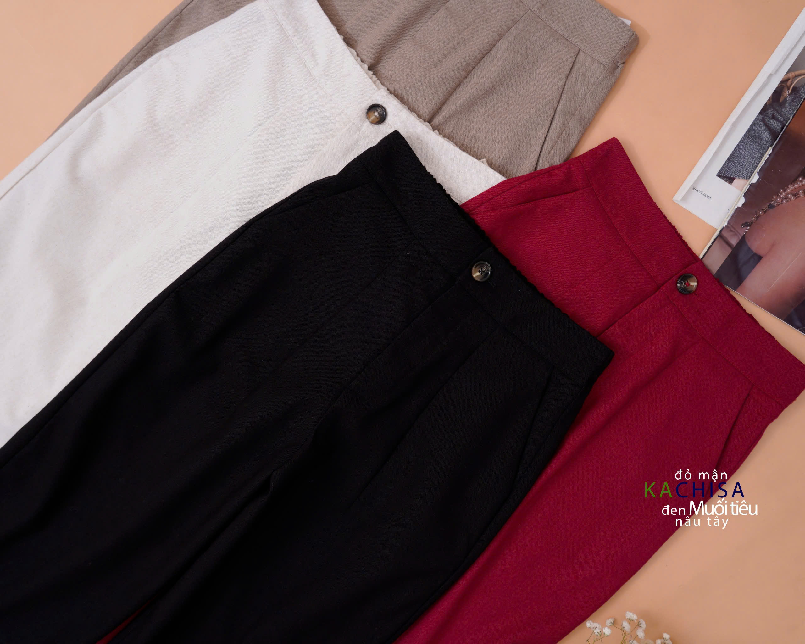 Quần ống Suông Linen Thở phối Lưng Thun, chất Linen Bột có đường xếp ly cách điệu - 4màu - Hình ảnh 7