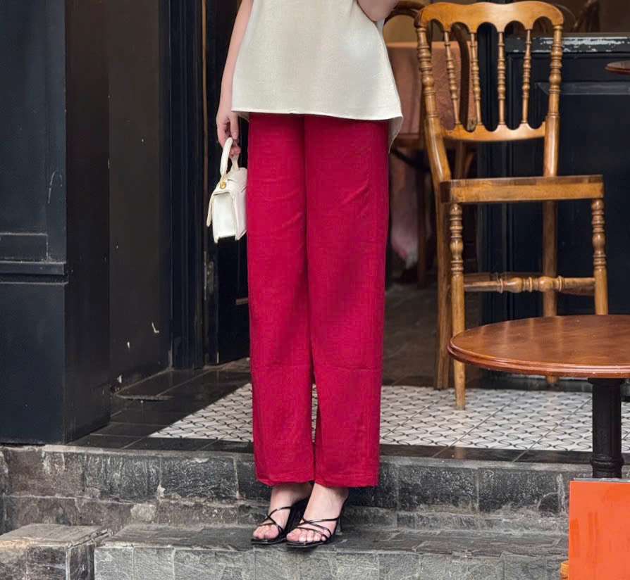 Quần ống Suông Linen Thở phối Lưng Thun, chất Linen Bột có đường xếp ly cách điệu - 4màu - Hình ảnh 14