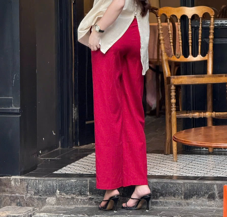 Quần ống Suông Linen Thở phối Lưng Thun, chất Linen Bột có đường xếp ly cách điệu - 4màu - Hình ảnh 15