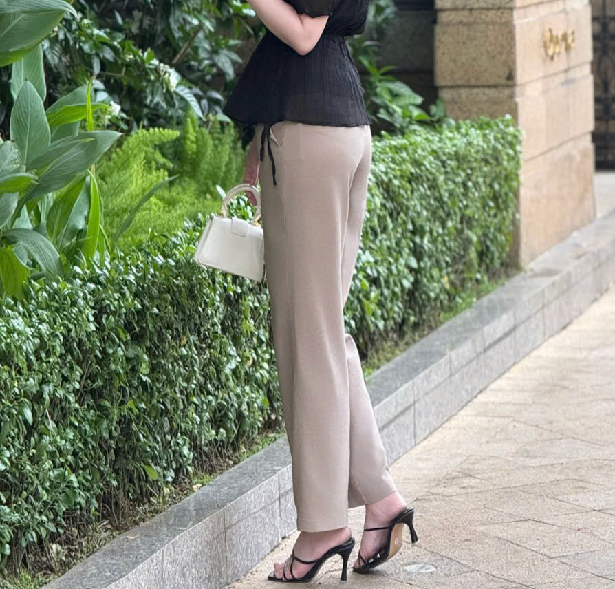 Quần ống Suông Linen Thở phối Lưng Thun, chất Linen Bột có đường xếp ly cách điệu - 4màu - Hình ảnh 17