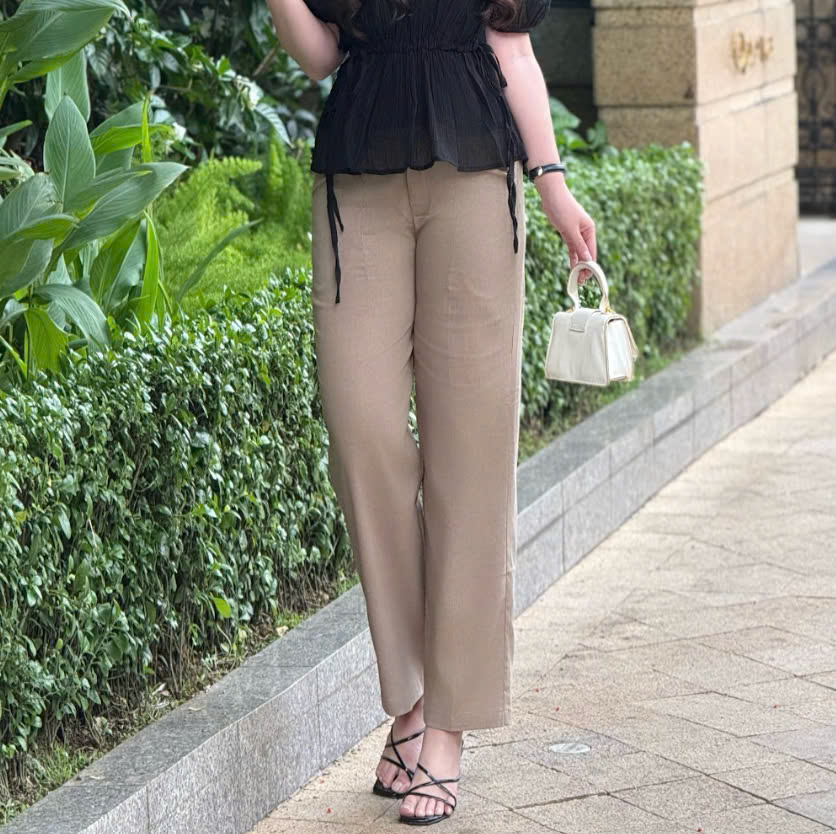 Quần ống Suông Linen Thở phối Lưng Thun, chất Linen Bột có đường xếp ly cách điệu - 4màu - Hình ảnh 18