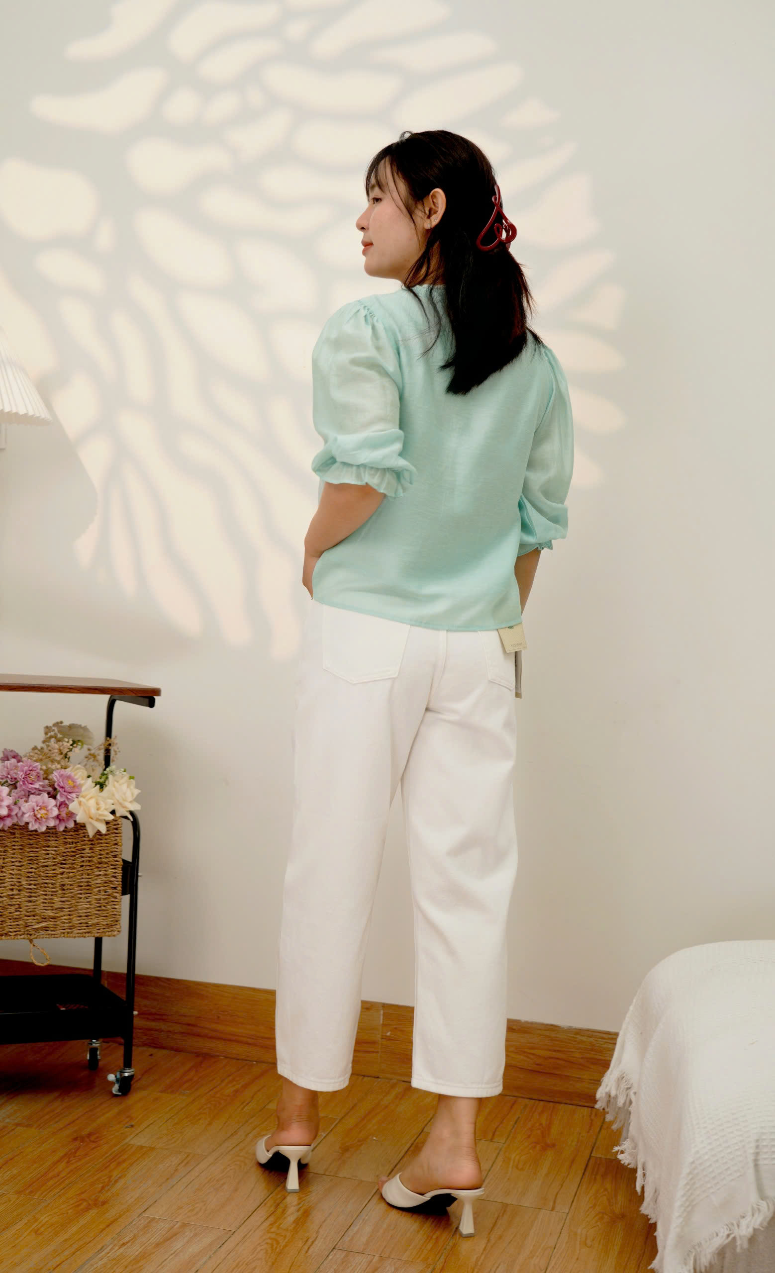 Áo Tơ Cotton tay lửng 2 Lớp phối ren - Dáng dài 60cm - Mềm mại, tay lửng bo chun mềm - Hình ảnh 4