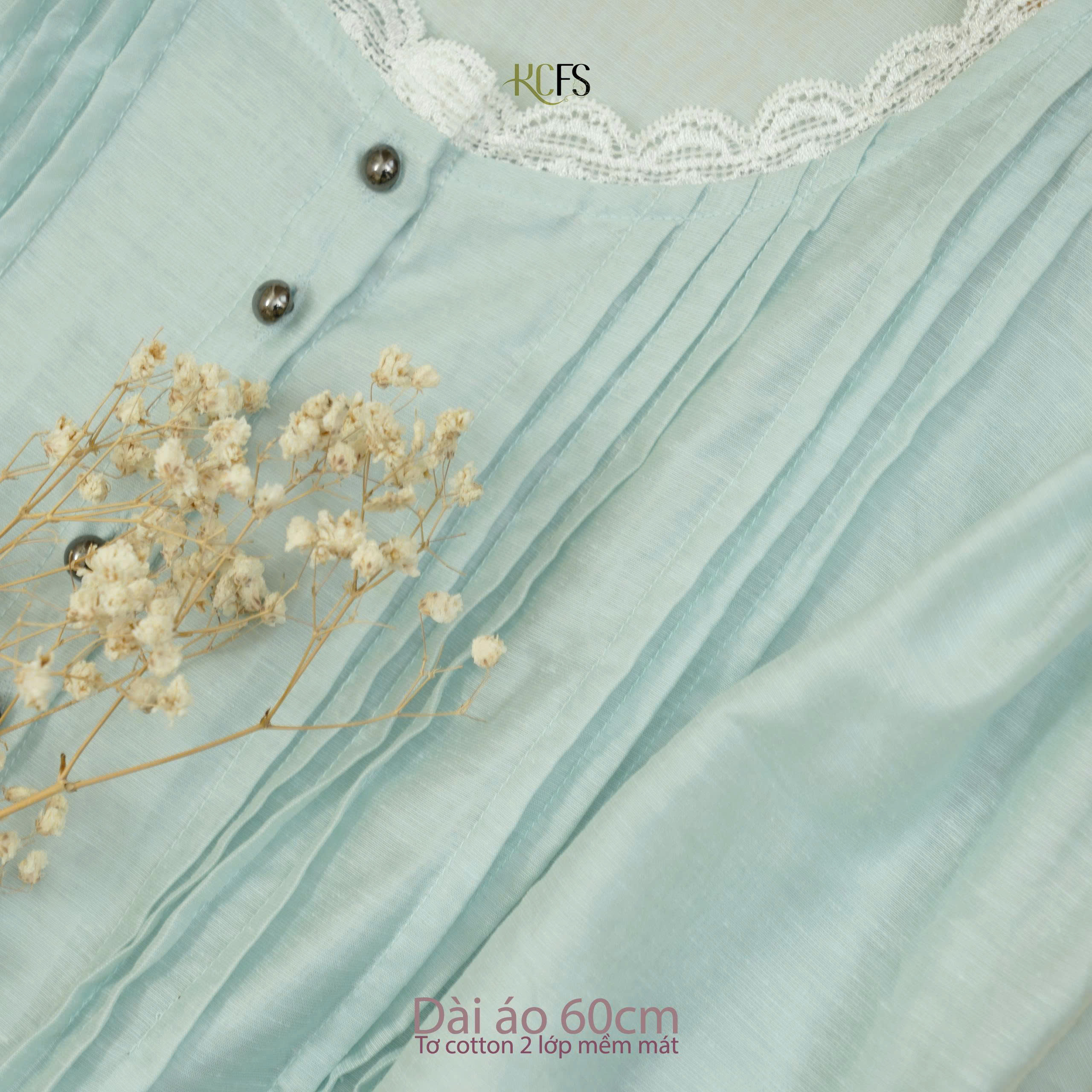 Áo Tơ Cotton tay lửng 2 Lớp phối ren - Dáng dài 60cm - Mềm mại, tay lửng bo chun mềm - Hình ảnh 8