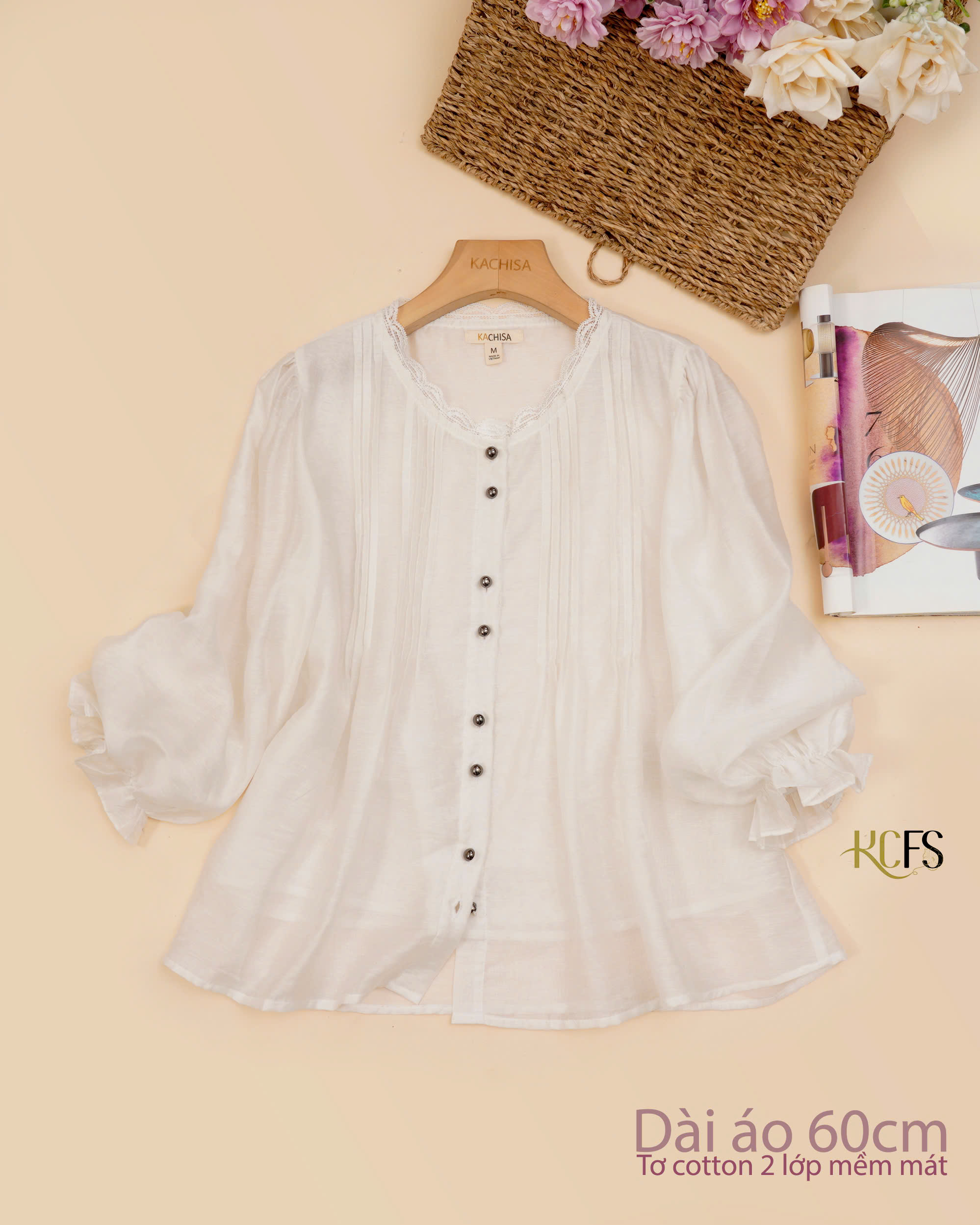 Áo Tơ Cotton tay lửng 2 Lớp phối ren - Dáng dài 60cm - Mềm mại, tay lửng bo chun mềm - Hình ảnh 12