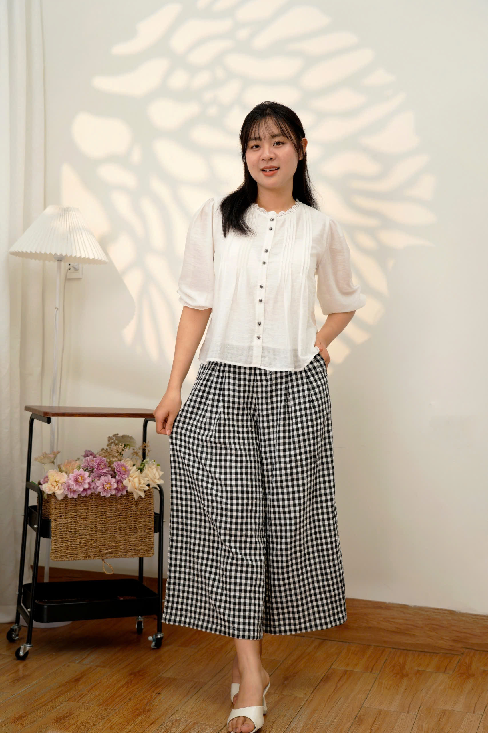 Áo Tơ Cotton tay lửng 2 Lớp phối ren - Dáng dài 60cm - Mềm mại, tay lửng bo chun mềm - Hình ảnh 24